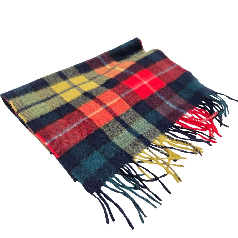 Edinburgh Scarf Unisex scottish Colorful Plaid 100% Cashmere Fringe Winter 14x72